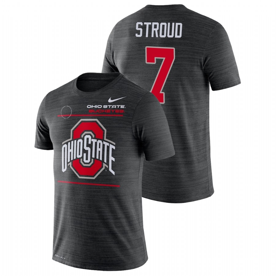 Ohio State Buckeyes Men's NCAA C.J. Stroud #7 Black 2021 Sideline Velocity Performance College Football T-Shirt AOB7049DR